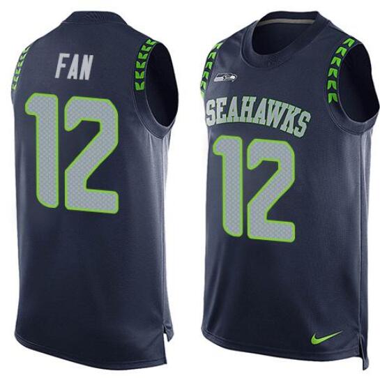 Men's Seattle Seahawks Active Player Custom Navy Stitched Limited Tank Top Jersey Men's Seattle Seahawks Active Player Custom Navy Stitched Limited Tank Top Jersey